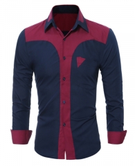 2017 Fashion Male Shirt Long-Sleeves Tops Navy Asi