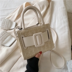 CHARM Net red mini straw woven bag for women 2020 