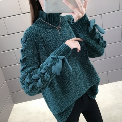 2020 new high neck sweater women's loose Pullover