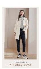 Cynthia Hepburn style woolen coat women's mid-leng