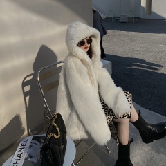 Snowman hooded fur female fur one-piece drop shoul