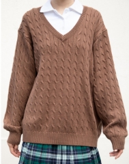 Brandy Nikki Cable Knit Sweater brown onesize