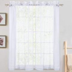 Short Sheer Tier Curtains for Small Window(Solid w