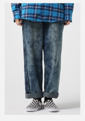 Tie dyed snow print Vintage Jeans damage washed st