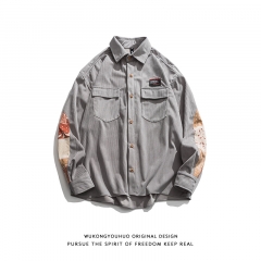 Japanese retro cashew flower splicing Long Sleeve