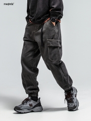 Men's Plush overalls fashion label autumn pants Ko
