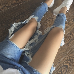 South Korea's new light color high waist knee big