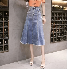 High Waist Women Denim Skirt Summer Elegant Tassel