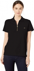 Calvin Klein Women's Short Sleeve Polo with Zip 黑色