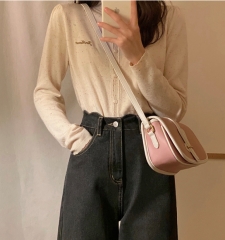 Winter new solid color sweater white S