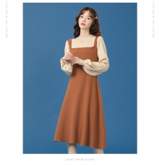 Winter brown long-sleeved dresses