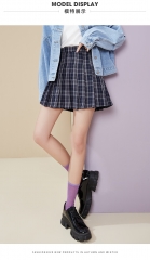Fashion high-waisted A-tartan fall skirts black S