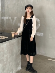 2020 NEW STYLE  FASHION FRENCH  RETRO BLACK DRESS