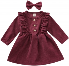 Baby girl autumn / winter dress solid color long s