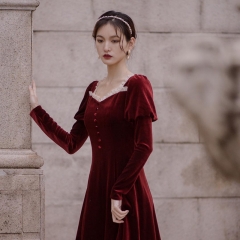 New French Vintage velvet dress fall/winter 2020