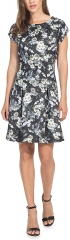 A line Floral print party fashion short sleeve wom