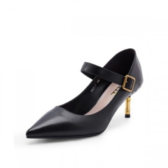 The same cow leather fine heel Mary Jane shoes fem