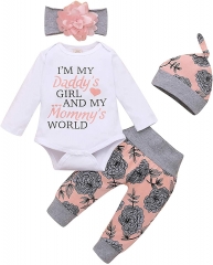 Baby Girl Long Sleeve Clothes  Pleated Tights Head