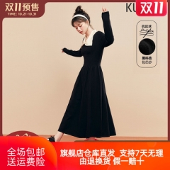 2020 New Autumn Winter Knit Dress Hepburn Style Fr
