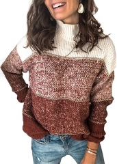 Women's Striped Color Block Oversized Sweater High