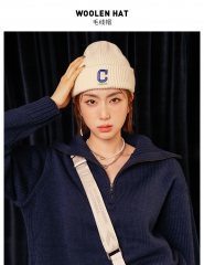 男女情侣毛线帽防风保暖运动休闲针织帽子秋冬新款DE990015 粉 均码