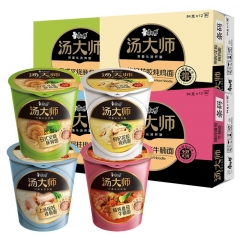 康师傅汤大师日式叉烧豚骨面12袋赠时尚饭盒枸杞方便面泡面袋装