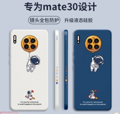 华为HUAWEI mate30手机壳保护套全包软壳创意直边液态硅胶卡通男女款时尚超薄防摔 放飞星球