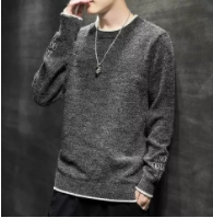 春秋季男士圆领长袖毛衣青少年韩版修身上衣潮男装新款学生针织衫