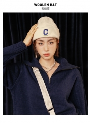 男女情侣毛线帽防风保暖运动休闲针织帽子秋冬新款DE990015 粉 均码