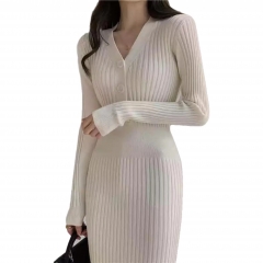Autumn Winter Women's Woolen V-neck Knitted Party