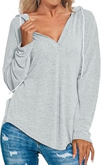 BOFELL Hoodies for Women Pullover V Neck Tunic Swe