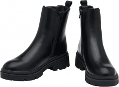 皮革橡胶女式短靴子 黑色 6