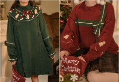圣诞闺蜜女装褒义复古针织连衣裙裙子秋冬