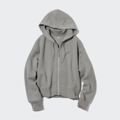 梦境剧院  原创 女装 快干休闲拉链连帽外套(长袖短款高腰运动卫衣) 灰 l