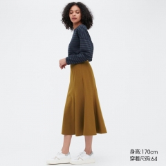 梦境剧院 原创 女装 鱼尾裙 (过膝半裙百搭修身秋冬新品) 芥末色 s