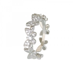 蝴蝶戒指女时尚个性轻奢精致小众设计ins风潮仙女森系网红指环皓石开口可调节韩国镀金