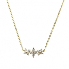 原创设计S925纯银镀K金项链女满钻四叶草小花朵高级感气质锁骨链 原创设计S925纯银镀K金项链女满钻四叶草小花朵高级感气质锁骨链