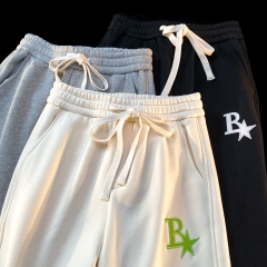 新款美式高街运动卫裤女垂感hiphop加绒阔腿裤子ins潮牌