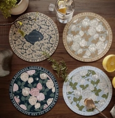 美式轻奢风餐桌隔热垫圆形小餐垫免洗防水防油碗垫盘垫水杯垫子