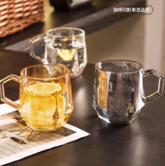 赠品链接----请勿拍下-----带把手六菱角玻璃杯家用高级感客厅喝水杯轻奢风牛奶杯咖啡果汁杯---