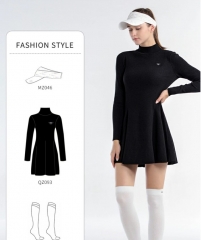 PGM 高尔夫服装女士 绵羊毛织连衣裙 圆领毛衣 修身显瘦 舒适保暖