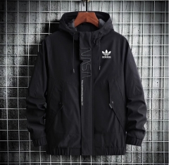 阿迪达斯秋冬男冲锋衣夹克男士外套潮流休闲连帽加绒厚款外衣潮牌