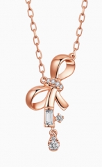 Love Knot同款18K金蝴蝶结钻石项链女友礼物