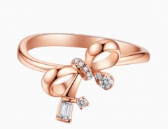 Love Knot同款18K金钻石蝴蝶结戒指女友礼物