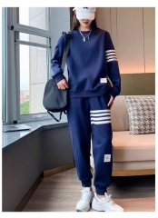 潮牌tb休闲运动套装男女情侣款圆领卫衣卫裤两件套四道杠秋冬加绒