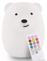硅胶小夜灯,熊 - 9 种柔和颜色,遥控睡眠定时器 - 可充电,电池供电灯,适合幼儿、婴儿、女孩、男