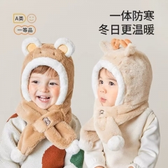 Baby's winter hat & scarf, fleece - lined, for