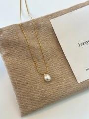 经典基础款天然淡水珍珠吊坠蛇骨链