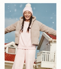 Hollister24秋冬新款抓绒保暖连帽短款棉服夹克外套女 灰褐色 S