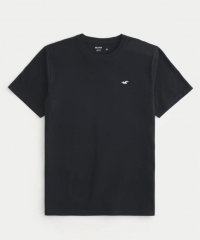 Hollister24秋新款美式情侣小海鸥黑色圆领短袖T恤男女 黑色 S